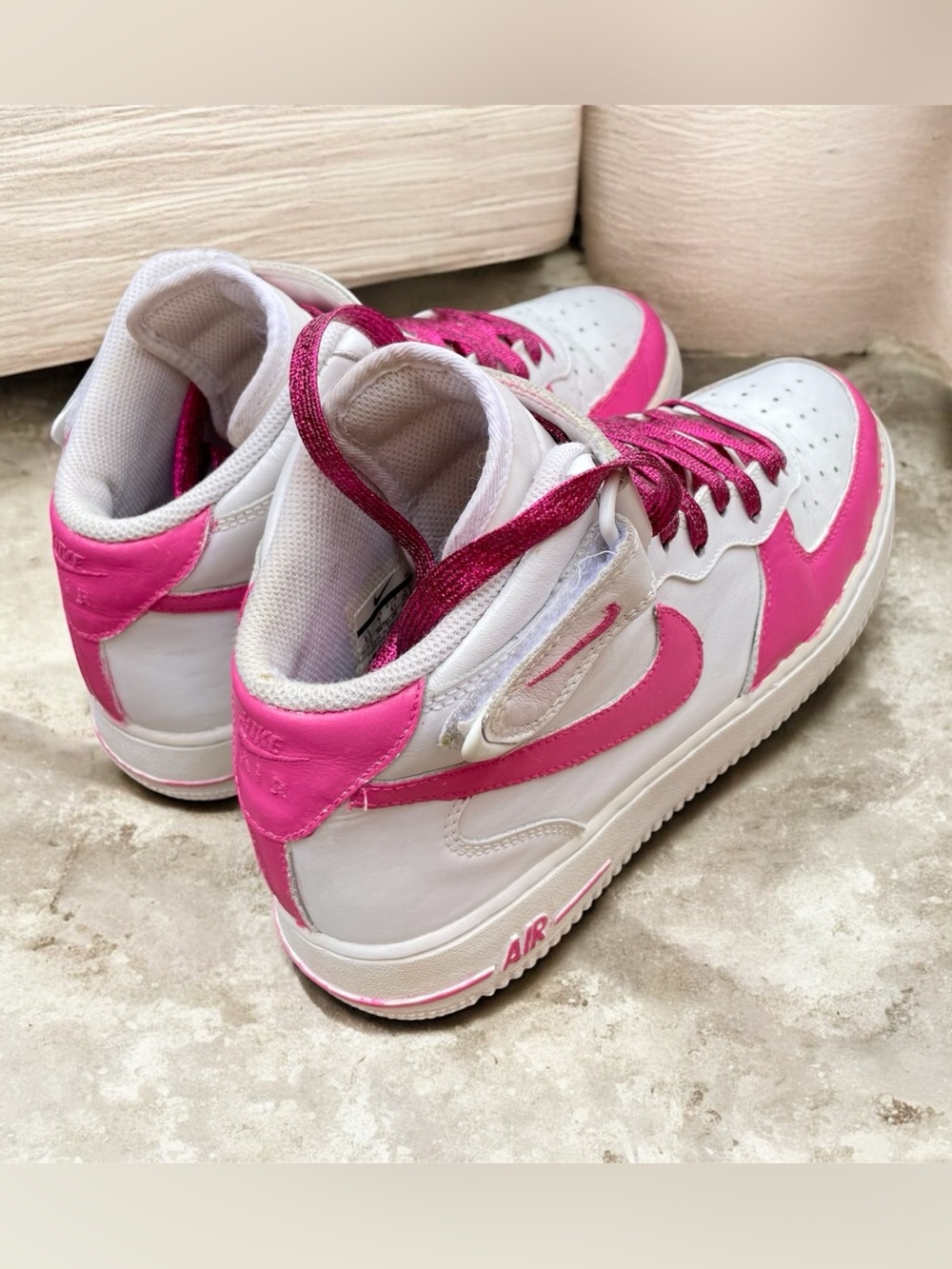 Nike Air Force 1 White Custom painted Pink Women’s Shoes US 9.5 EUR41 Authentic - Picture 6 of 8